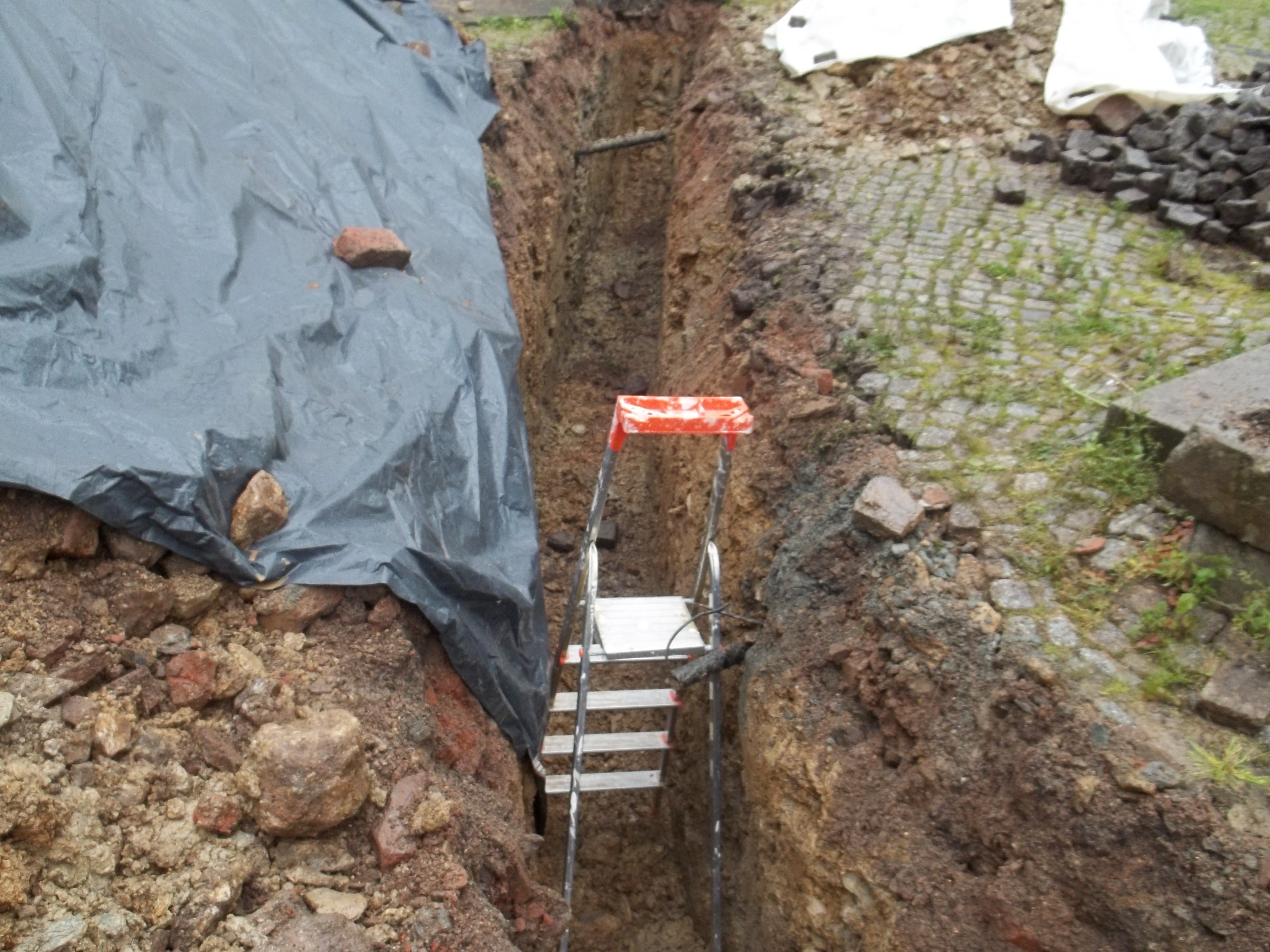 Graben für Wasserleitung